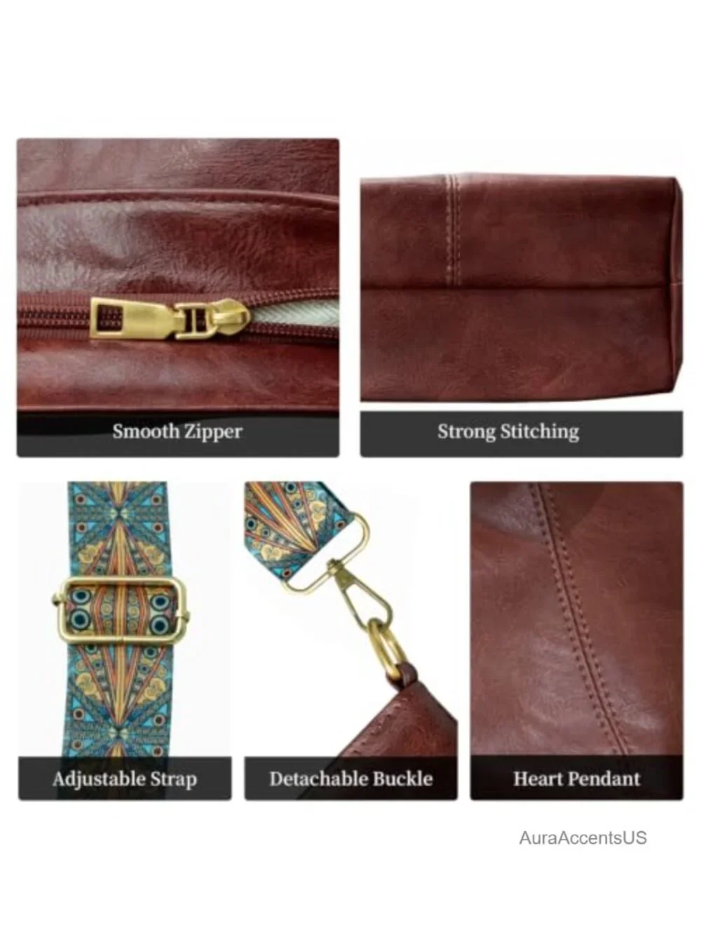 Hobo Crossbody Bag Women Vegan Leather Guitar Strap Purse Shoulder Handbag Boho